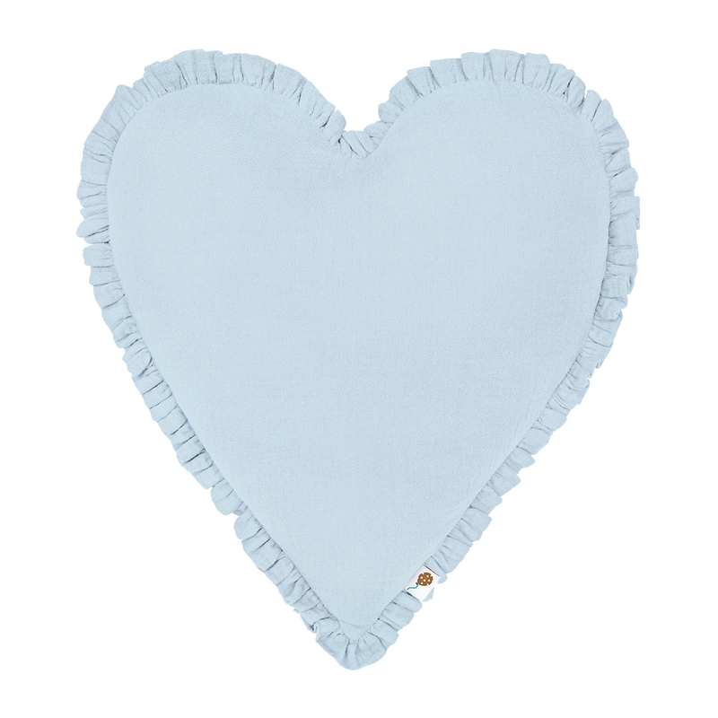 Cushion &#039;Heart&#039; With Ruffles Light Blue 40cm