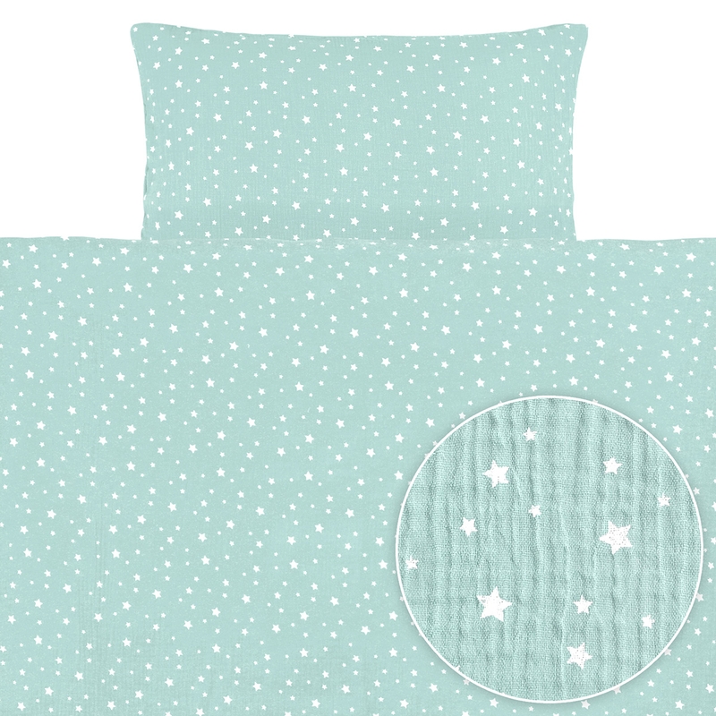 Bedding &#039;Stars&#039; Muslin Mint 100x135cm