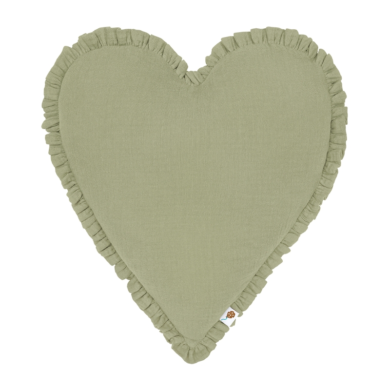 Cushion &#039;Heart&#039; With Ruffles Light Green 40cm
