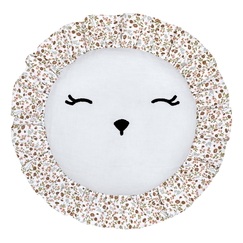 Linen Cushion With Embroidery &#039;Buttercup&#039; White/Dusty Rose