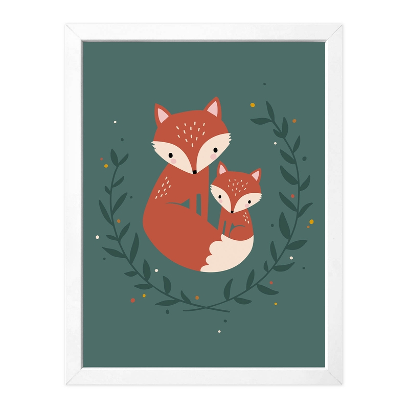 Poster &#039;Fox Family&#039; Terra/Jade 30x40cm