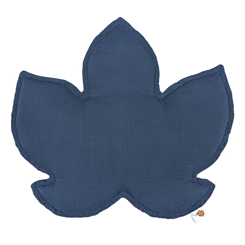 Organic Cushion &#039;Leaf&#039; Muslin Denim Blue 40cm