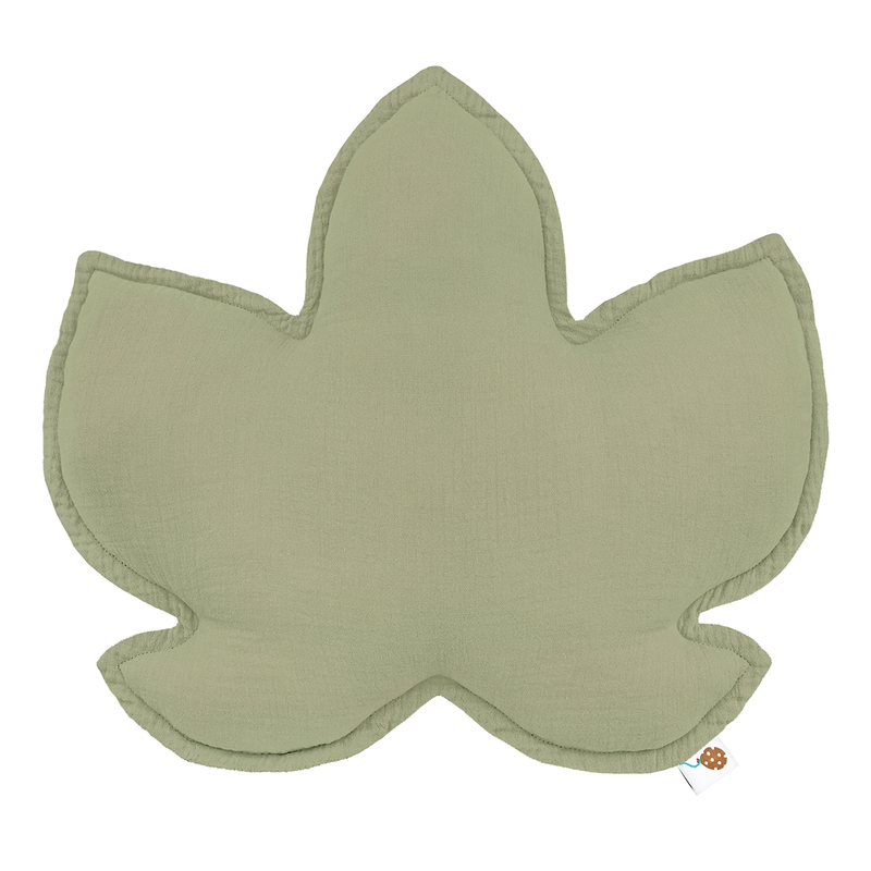 Organic Cushion &#039;Leaf&#039; Muslin Light Green 40cm