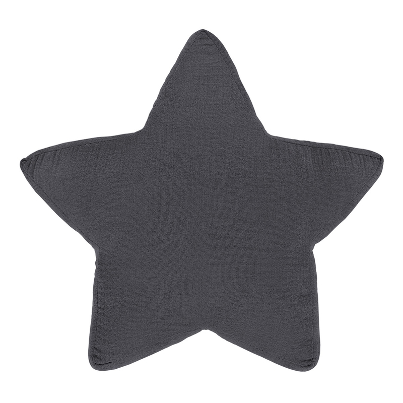 Organic Cushion &#039;Star&#039; Muslin Dark Grey 30cm