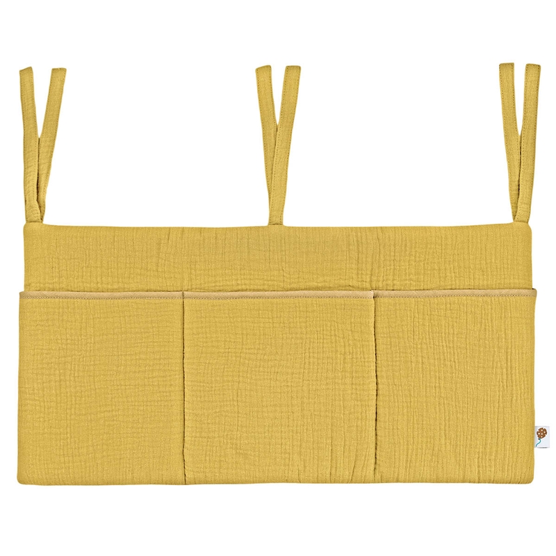 Organic Bed Pocket Muslin Mustard 60x30cm