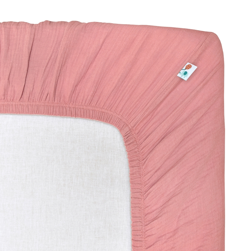 Fitted Sheet 3-ply Muslin Dusty Rose