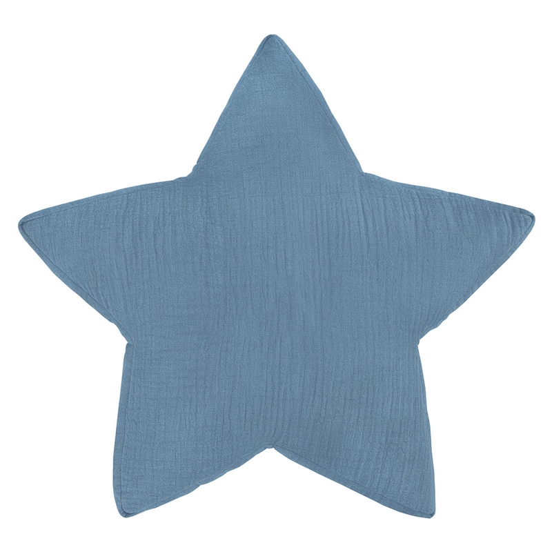 Organic Cushion &#039;Star&#039; Muslin Dusty Blue 30cm