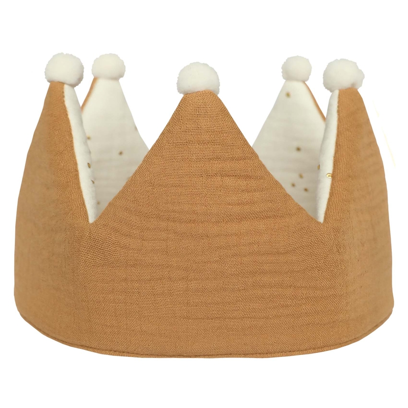 Birthday Crown For Kids Muslin Camel/Cream