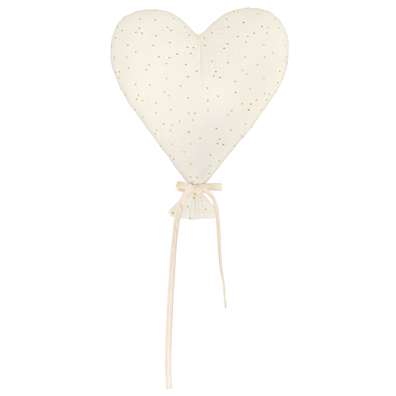 Wall Decor &#039;Heart&#039; Muslin Cream/Golden Dots 30cm