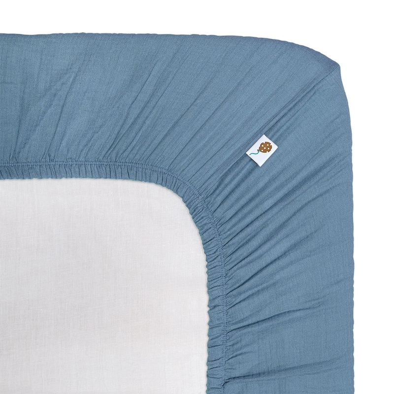 Fitted Sheet Muslin Dusty Blue 90x200cm