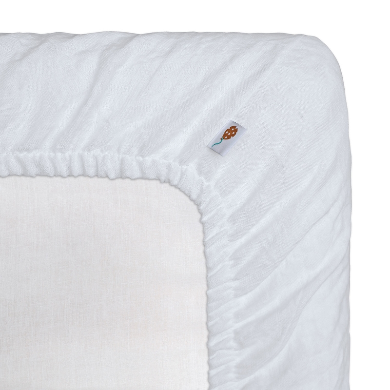Linen Fitted Sheet White 90x200cm