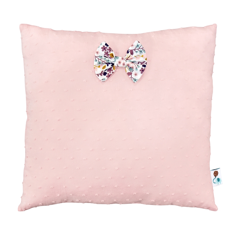 Cushion With Bow 3D Dots Light Rose 30cm