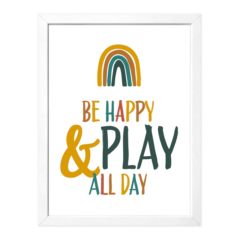 Poster &#039;Be Happy &amp; Play All Day&#039; 30x40cm