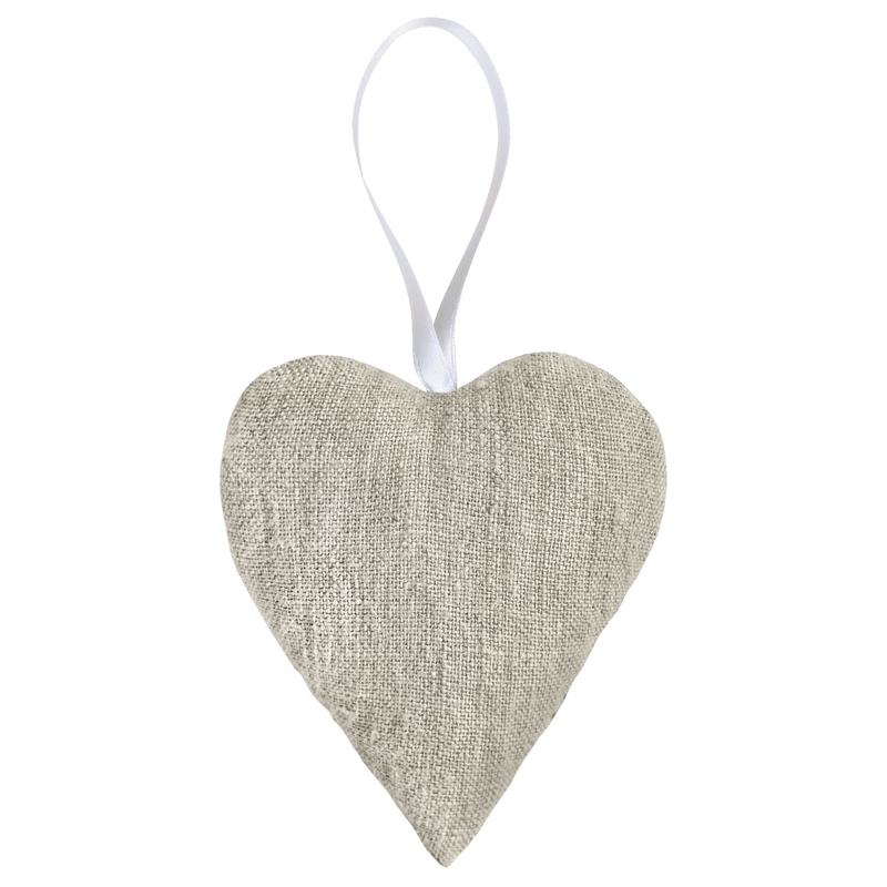 Linen Heart Shaped Pendant Beige 10cm Recycled