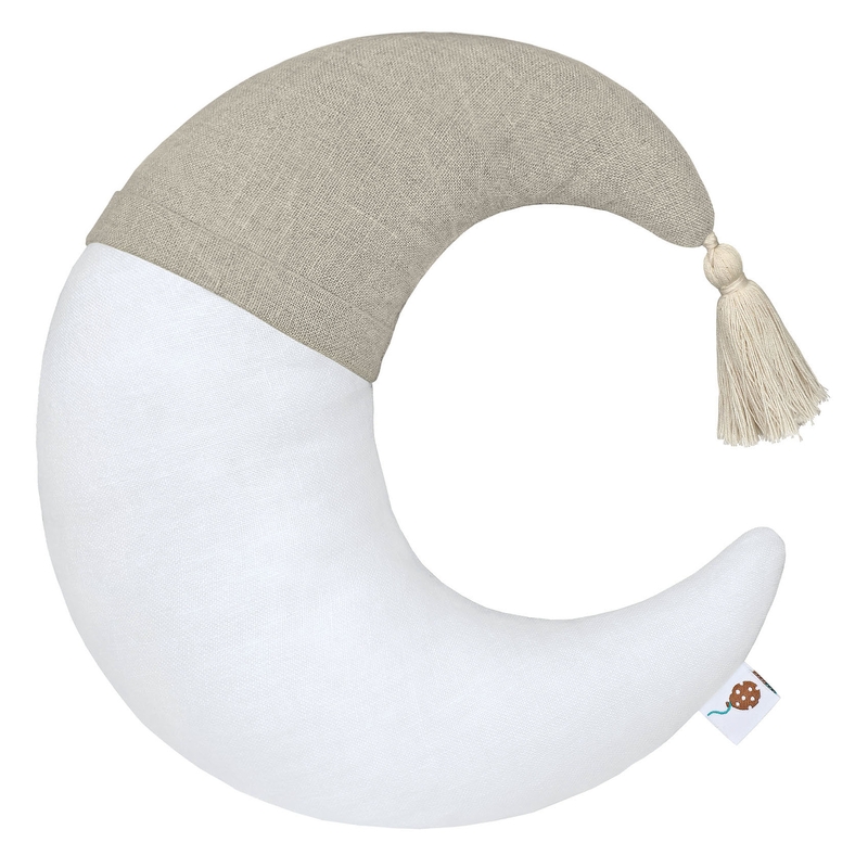 Linen Cushion &#039;Moon&#039; White/Beige 40cm Recycled