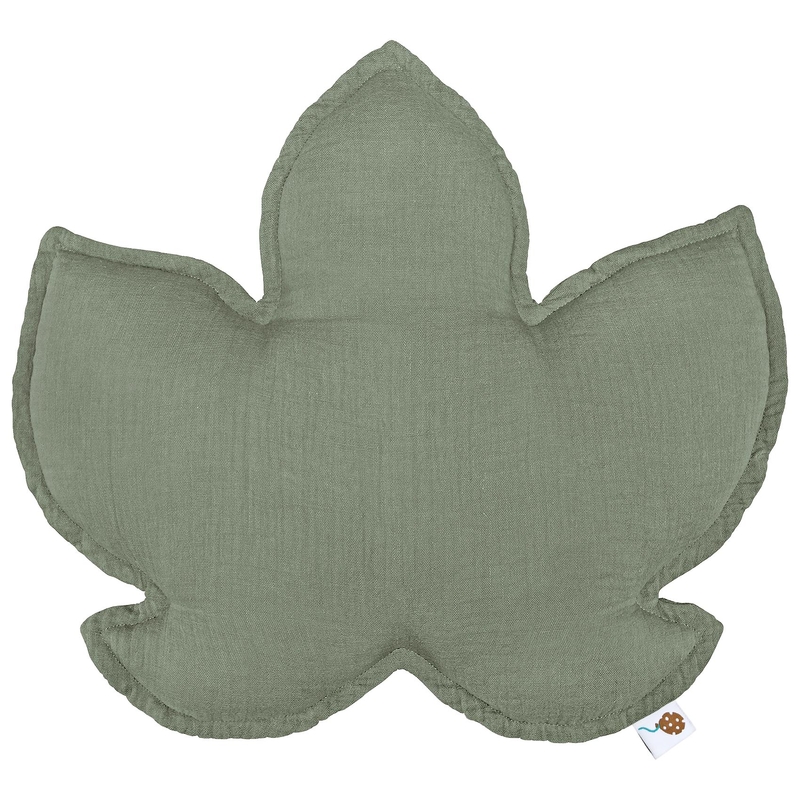 Organic Cushion &#039;Leaf&#039; Muslin Khaki 41cm