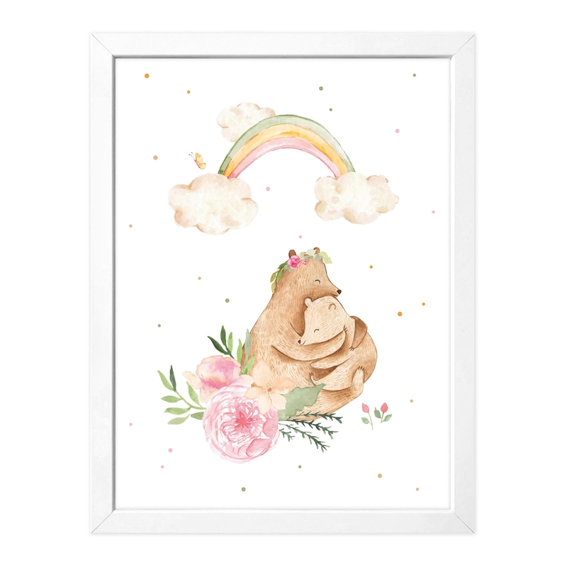 Kids Poster &#039;Bear Family &amp; Rainbow&#039; 30x40cm