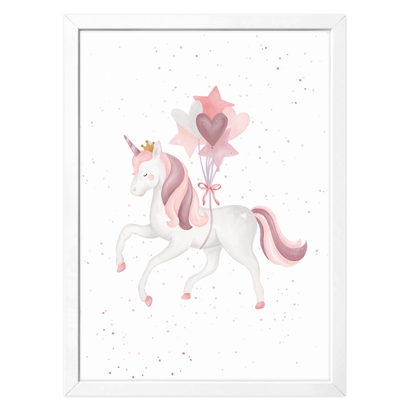 Kids Poster &#039;Unicorn With Balloons&#039; 50x70cm