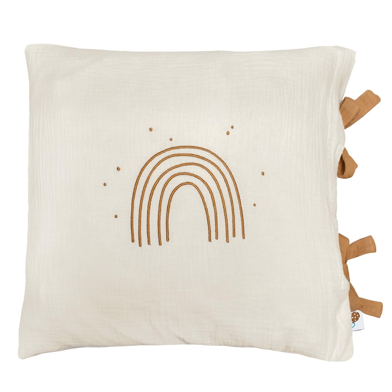 Pillowcase &#039;Rainbow&#039; Muslin Embroidered Cream 40x40cm