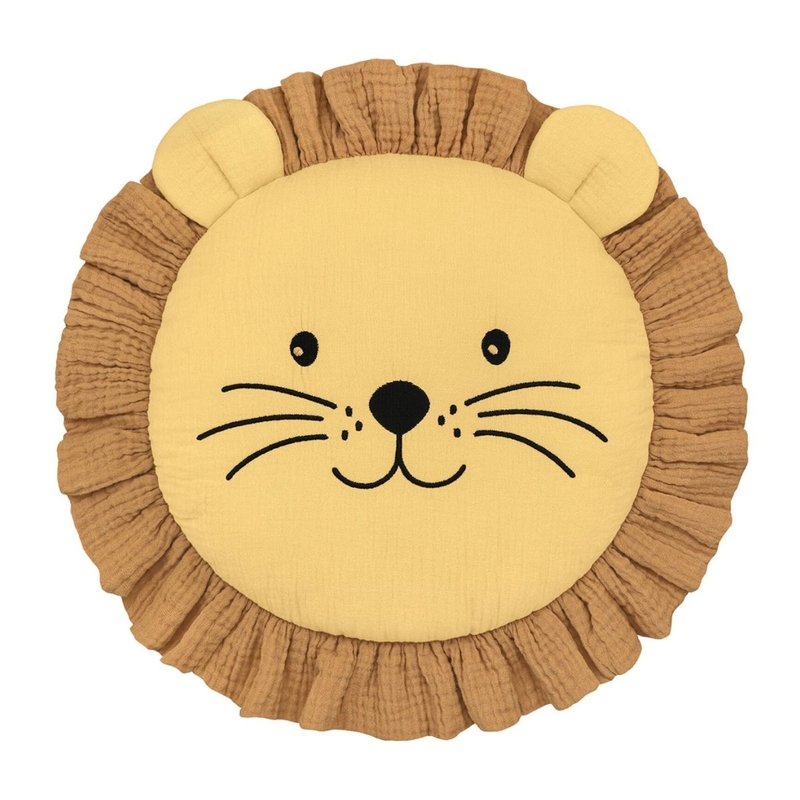 Cushion &#039;Lion&#039; Muslin Embroidered 28cm