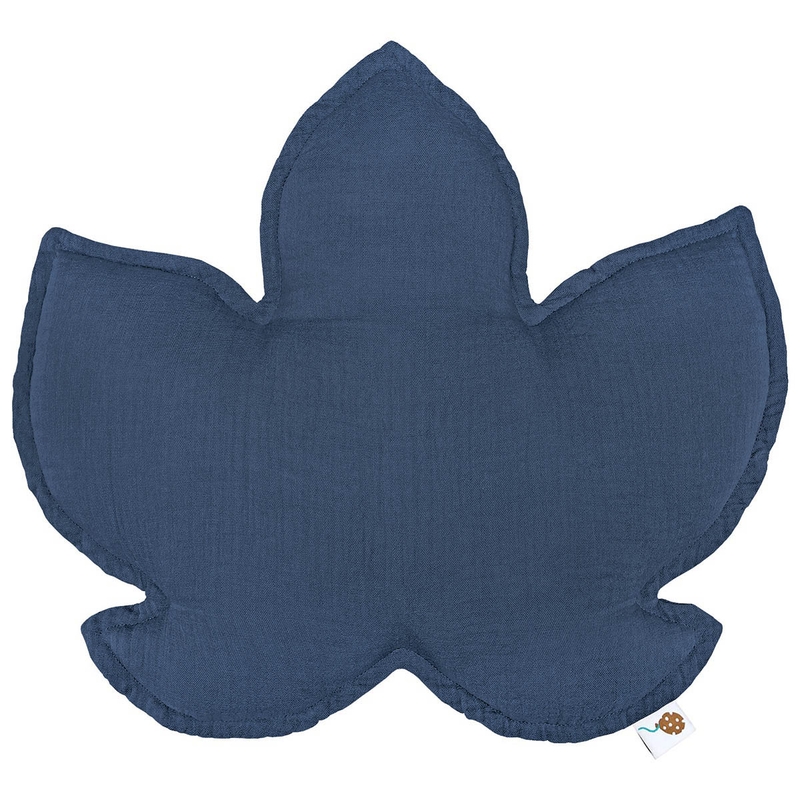 Organic Cushion &#039;Leaf&#039; Muslin Denim Blue 40cm
