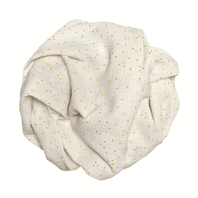 Swaddle &#039;Golden Dots&#039; Muslin Cream 120cm