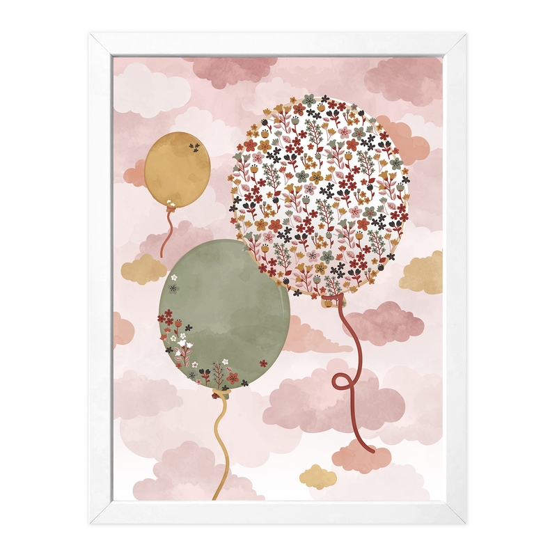 Poster &#039;Flowery Balloons&#039; Dusty Rose 30x40cm