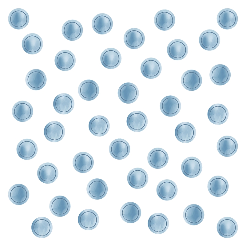 Wall Stickers &#039;Dots&#039; Watercolour Dusty Blue 44 pcs