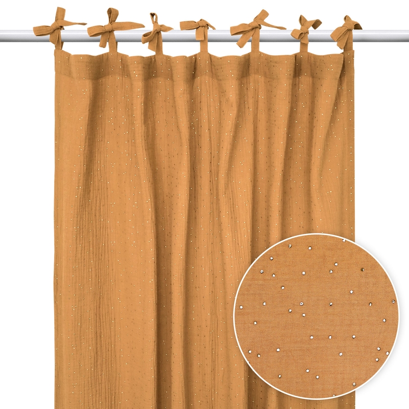 Curtain &#039;Golden Dots&#039; Muslin Camel H 240cm