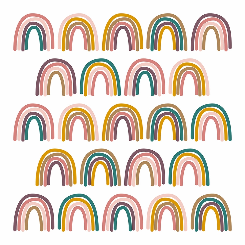 Wall Stickers &#039;Rainbow&#039; Light Rose/Mustard 23 pcs