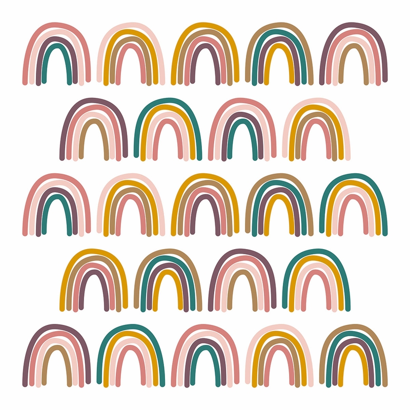 Wall Stickers 'Rainbow' Light Rose/Mustard 23 pcs