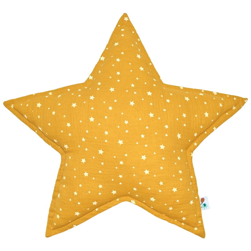 Star Cushion Muslin Mustard 50cm