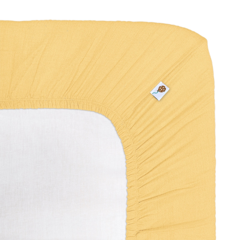 Organic Fitted Sheet Muslin Yellow 70x140cm