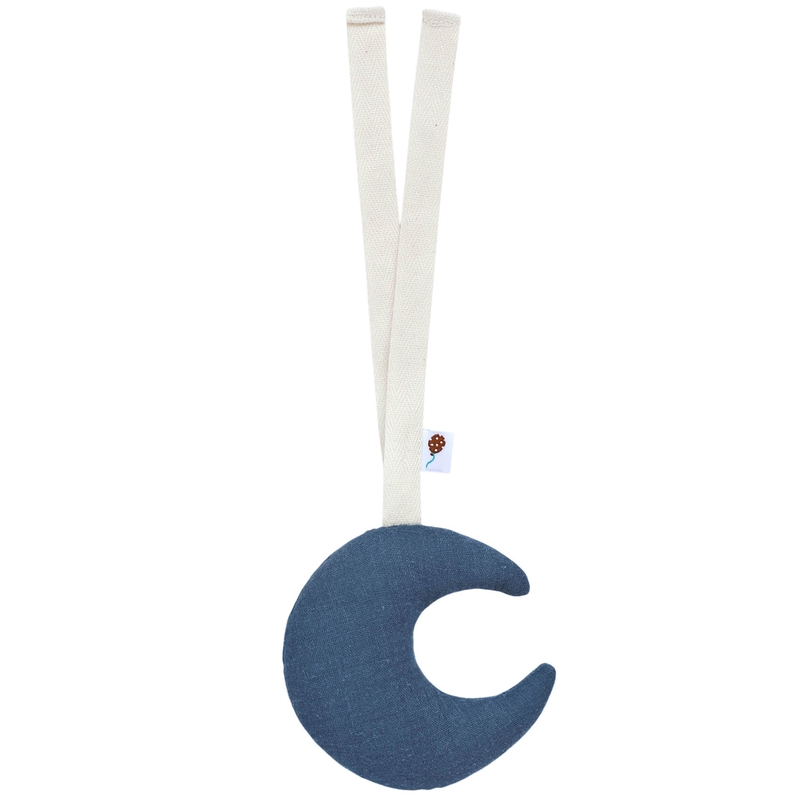 Organic Pendant &#039;Moon&#039; Muslin Denim Blue 12cm