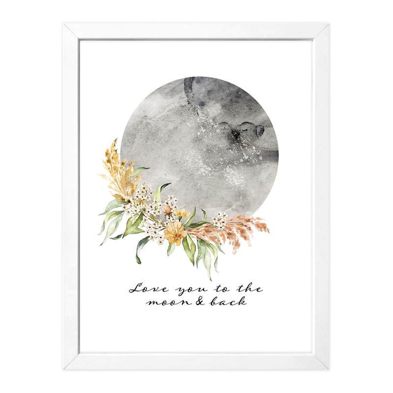 Poster &#039;Love You To The Moon&#039; grey 30x40cm