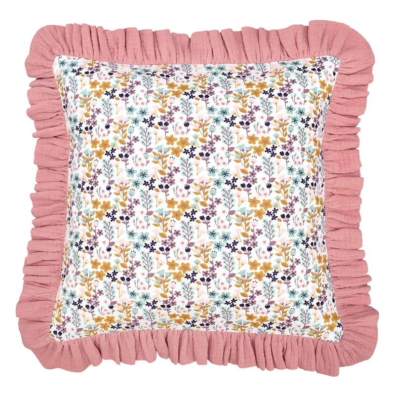 Organic Pillowcase With Ruffles &#039;Flowers&#039; 40x40cm