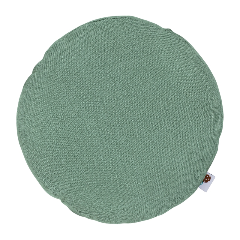 Linen Cuddle And Seat Cushion Round Khaki Recycled