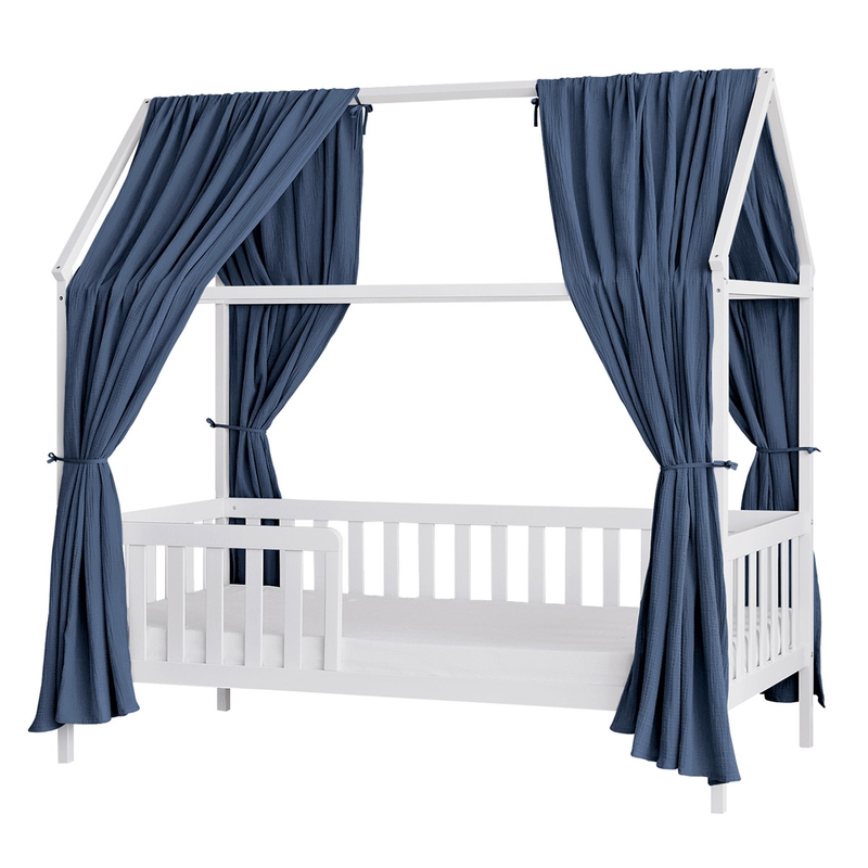 Organic House Bed Canopy Set Of 2 Denim Blue 350cm