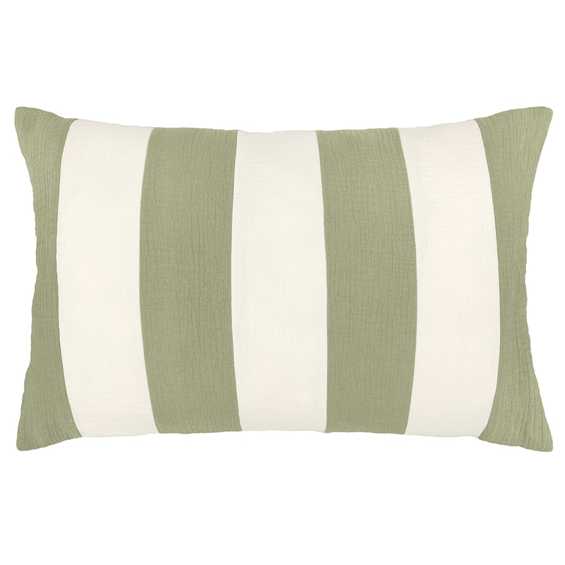 Organic Pillowcase &#039;Stripes&#039; Muslin Light Green 40x60cm