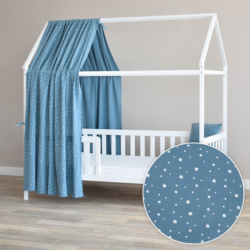 House Bed Canopy &#039;Stars&#039; Dusty Blue 350cm 1 Piece