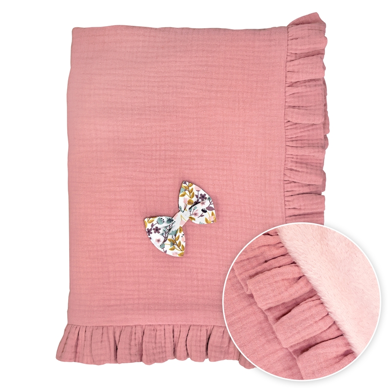 Baby Blanket Muslin/Plush Dusty Rose 80x100cm