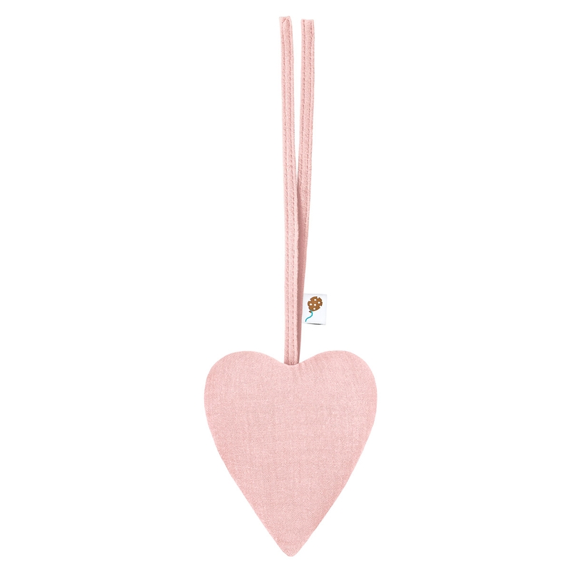 Organic Heart Shaped Pendant Muslin Light Pink 10cm
