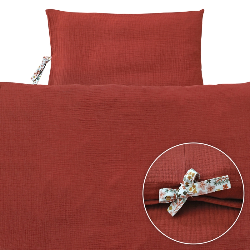 Organic Bedding Muslin Rusty Red 100x135cm