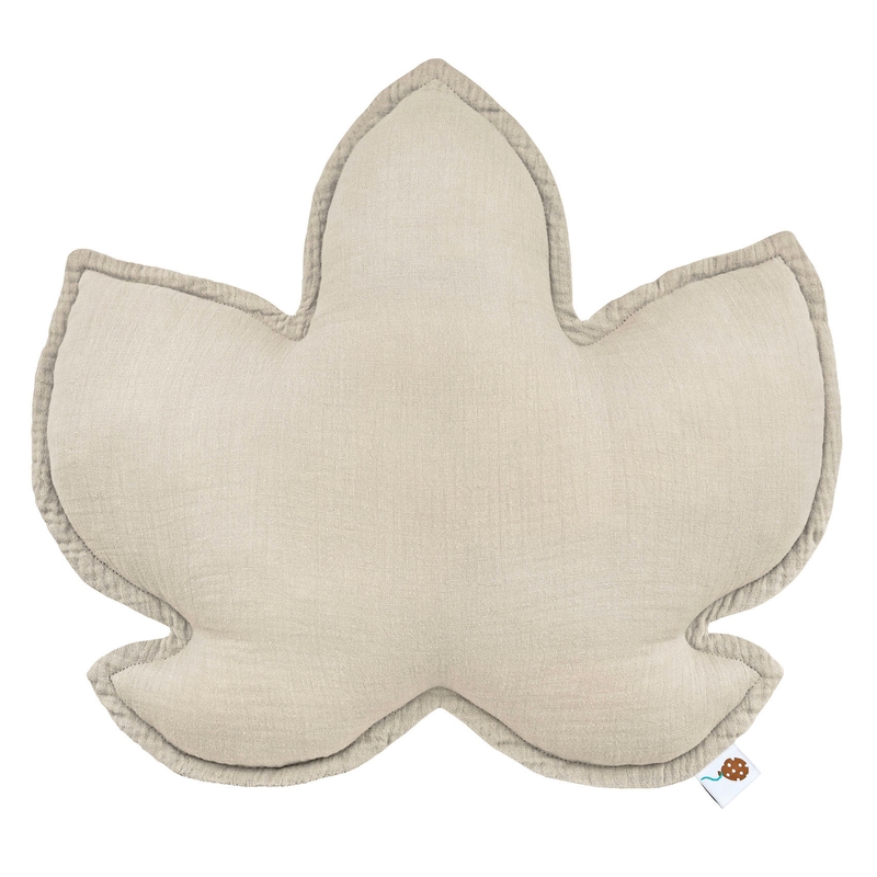 Organic Cushion &#039;Leaf&#039; Muslin Beige 41cm