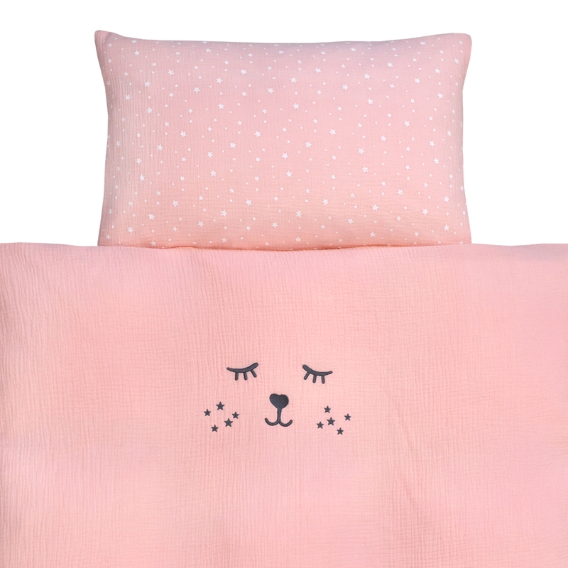 Bedding Muslin Embroidered Light Pink 100x135cm