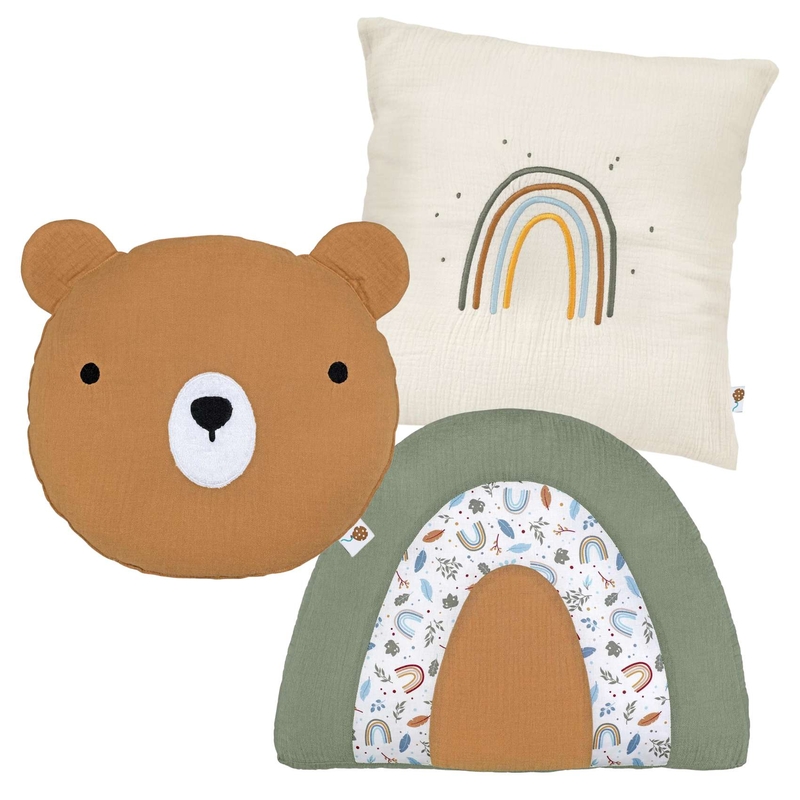 Bundle With Organic Cushions &#039;Rainbow &amp; Bear&#039;