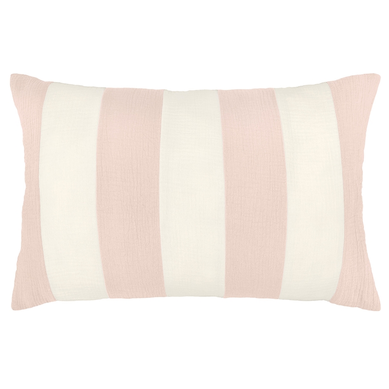 Organic Pillowcase &#039;Stripes&#039; Muslin Powder Pink 40x60cm