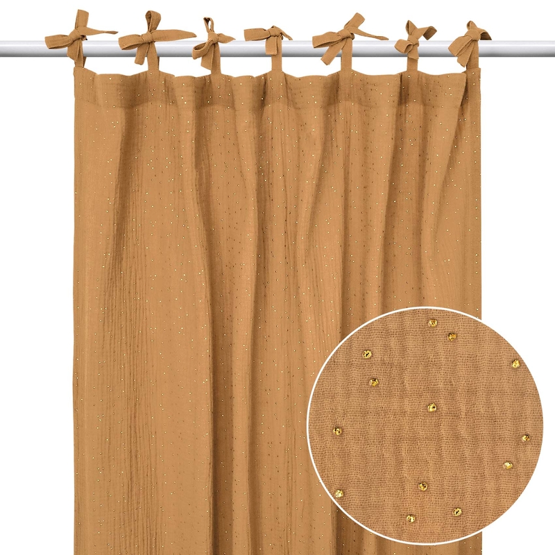 Curtain &#039;Golden Dots&#039; Muslin Camel H 240cm