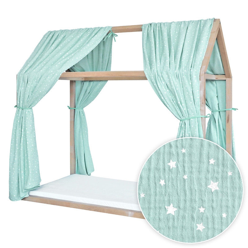 House Bed Canopy Set Of 2 &#039;Stars&#039; Mint 315cm