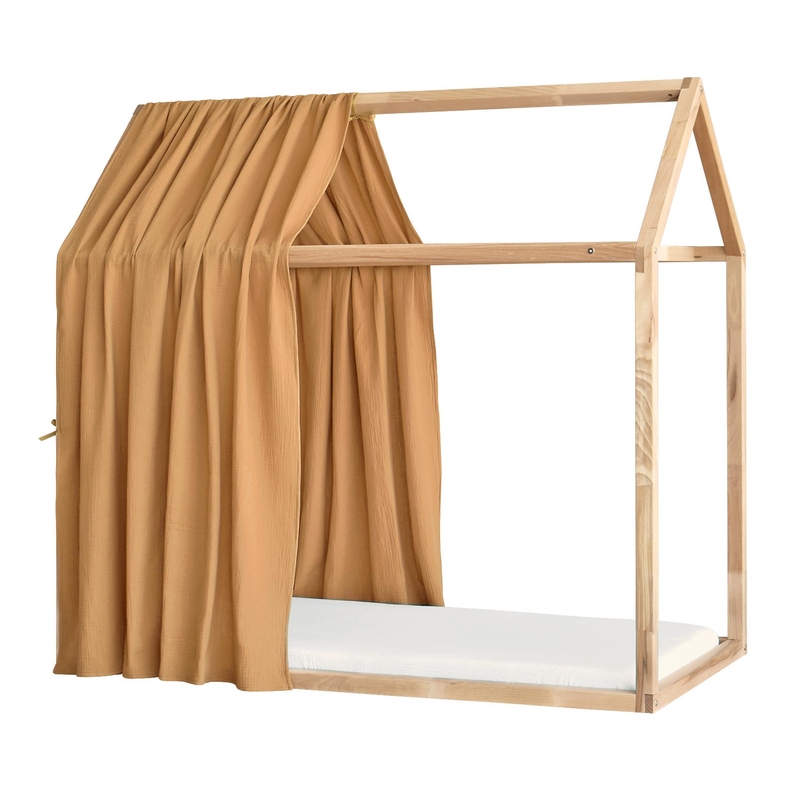 Organic House Bed Canopy Muslin Camel 1 Piece